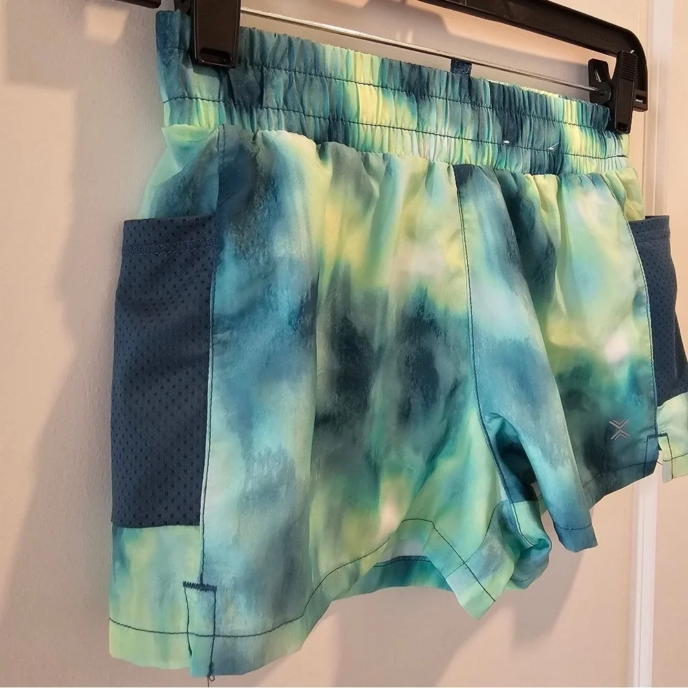 Xersion Girls Activewear Shorts Size‎ S 7/8 Blue Green Tie Dye Quick-Dri
